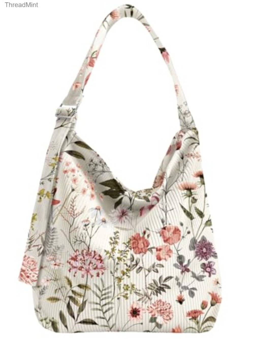 Large Corduroy Hobo Bag for Women Adjustable Zipper Tote Handbag